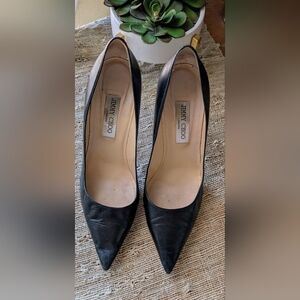 Jimmy Choo Black Leather Heels
